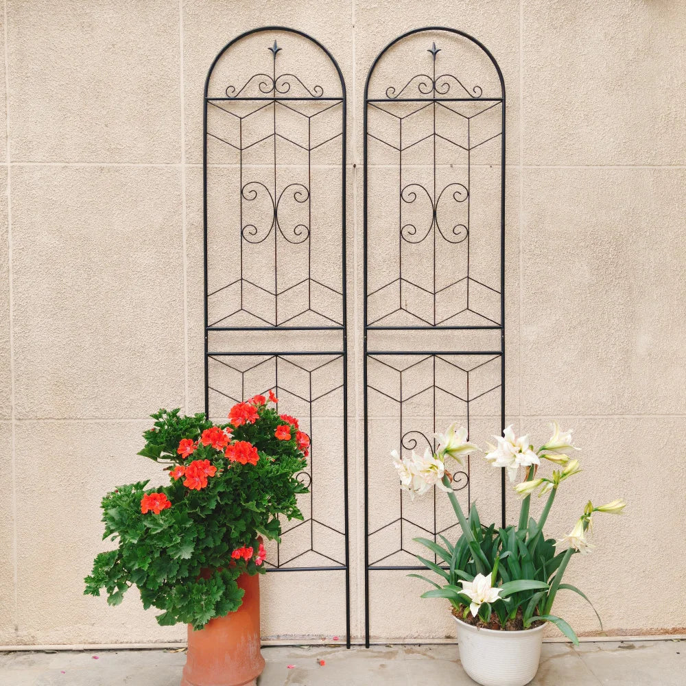 2 Pack Metal Garden Trellis 86.7" x 19.7" Rustproof Trellis for Climbing Plants Outdoor Flower Support Black