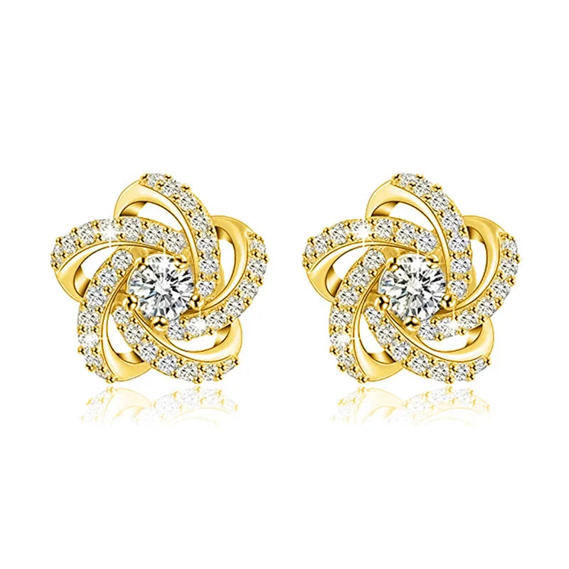 White Gold Diamond Earrings Round Brilliant Cut G Color Natural Diamonds Romantic Style Women's Wedding Jewelry Silver Base