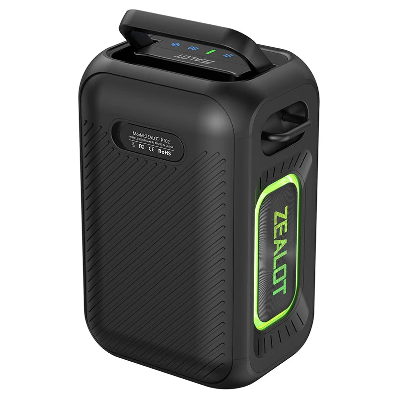 ZEALOT PT02 60W Powerful Blue Tooth Speaker with LED Lights, Deep Bass, IPX6 Waterproof, Outdoor Party Speaker