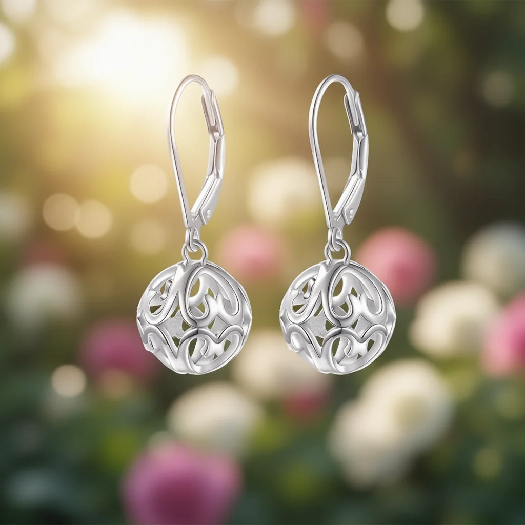 Classic White Gold Ball Drop Earrings For Women Alloy Fashion Jewelry Gift