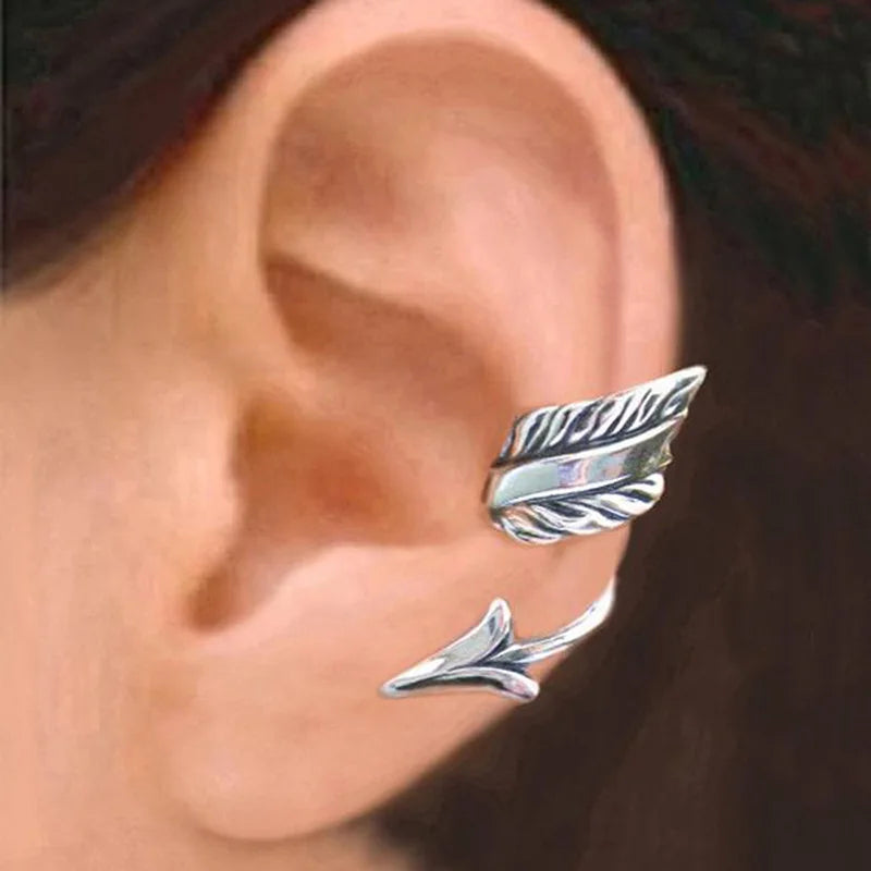 E2698 Arrow Cuff Earrings White Gold Plated Tibetan Silver Alloy Unisex Vintage Fashion Jewelry