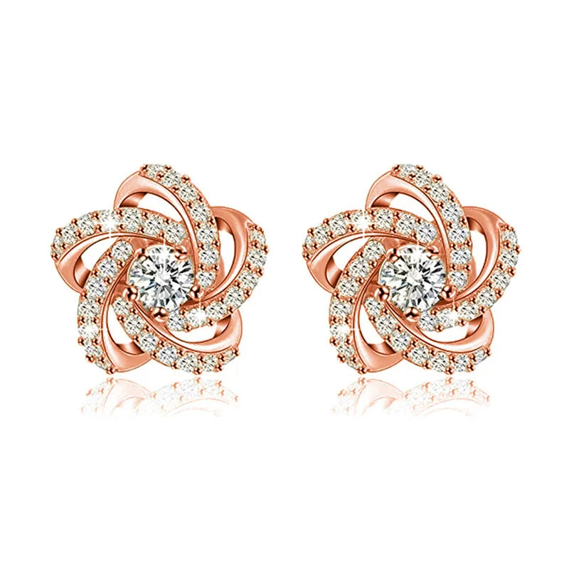 White Gold Diamond Earrings Round Brilliant Cut G Color Natural Diamonds Romantic Style Women's Wedding Jewelry Silver Base