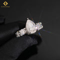 US Local Stock Warehouse Moissanite Jewelry Rings Unisex Men Women Iced Out Pear Shaped Cut Moissanite 925 Sterling Silver