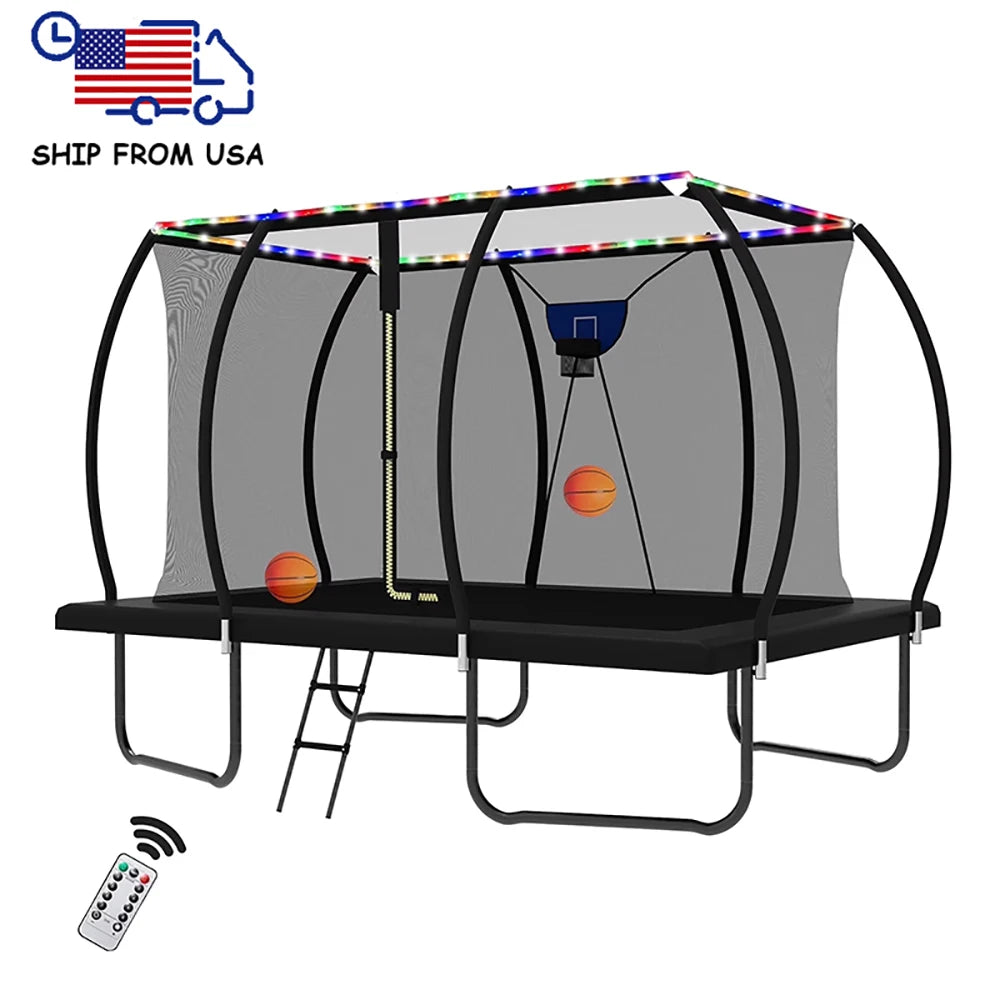 Zoshine 8x12FT Backyard Rectangle Jumping Trampoline Outdoor Garden Trampoline with Full Safety Enclosure