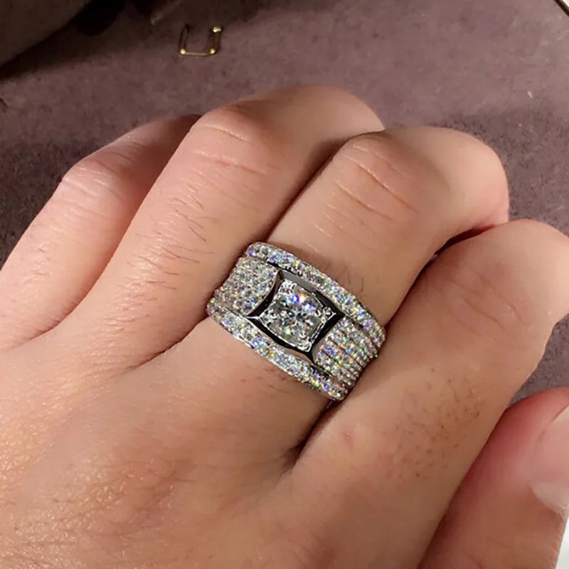 T0902 Women's White Gold Emerald Cut Diamond Ring Natural G Color Engagement Jewelry With Side Diamonds