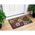 HMS 18\" X 30\" Brown and White Coir Floral Outdoor Door Mat