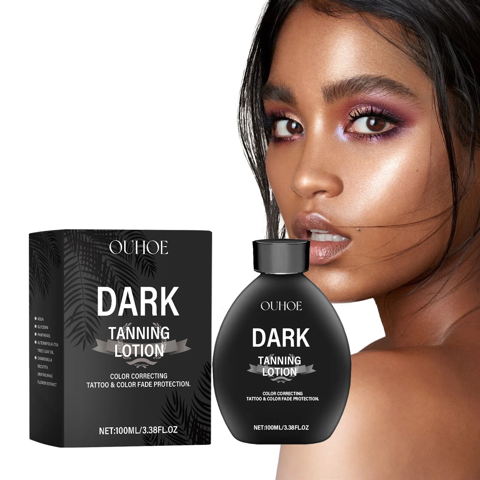 OUHOE Dark Tanning Herbal Oil Lotion for Summer Outdoor Sun Relief on Uneven Skin Tone Moisturizing Refreshing Black Care Lotion