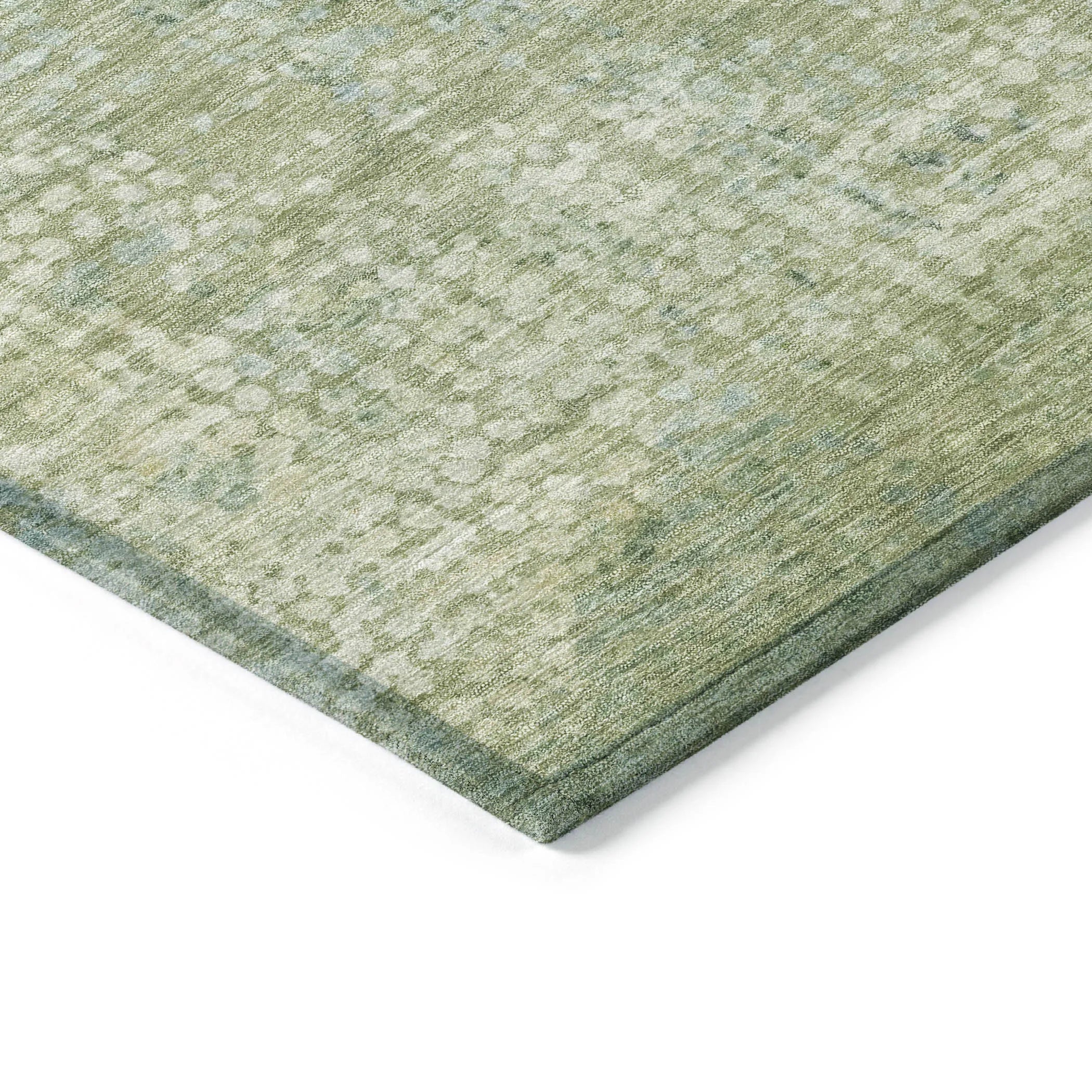 HMS 8' X 10' Abstract Indoor Outdoor Area Rug Green and Ivory Washable Carpet