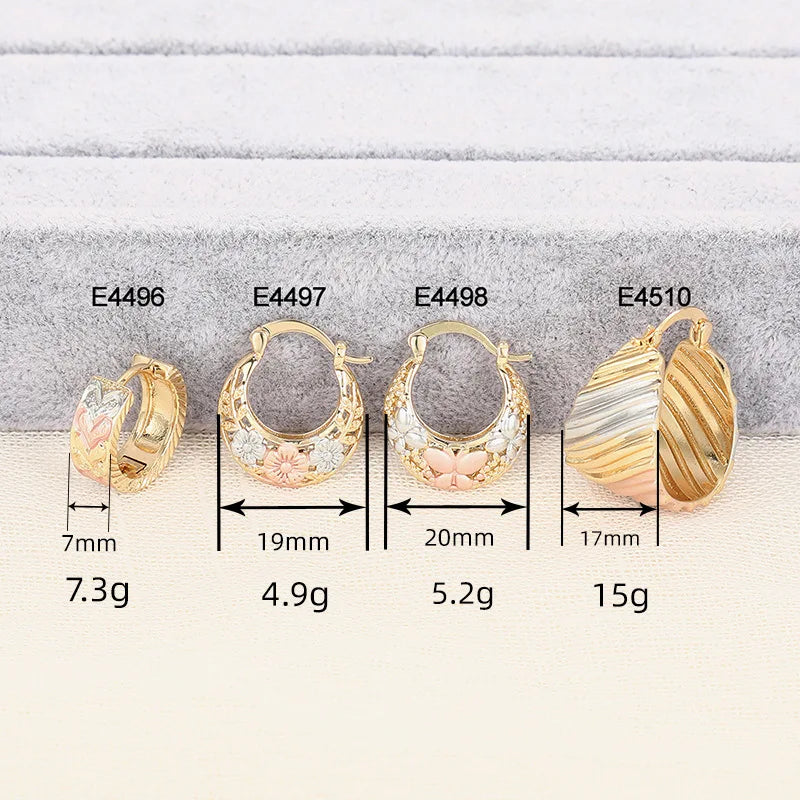 E4496 Gold Hoop Earrings With Heart Pattern Crystal Rhinestone Bezel Setting Women's Cute Everyday Wear Jewelry
