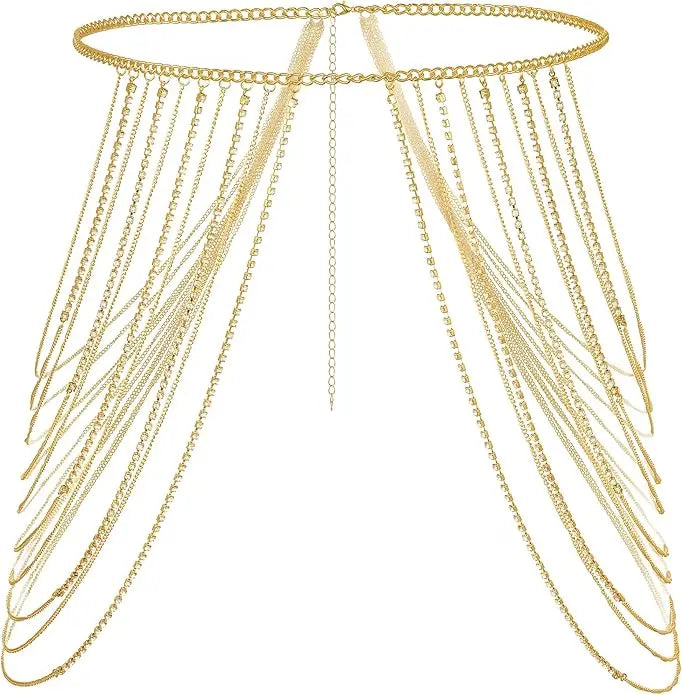 Layered Belly Waist Chains Rhinestone Metal Body Chain Belt Sexy Party Rave Carnival Body Jewelry Accessories Adjustable