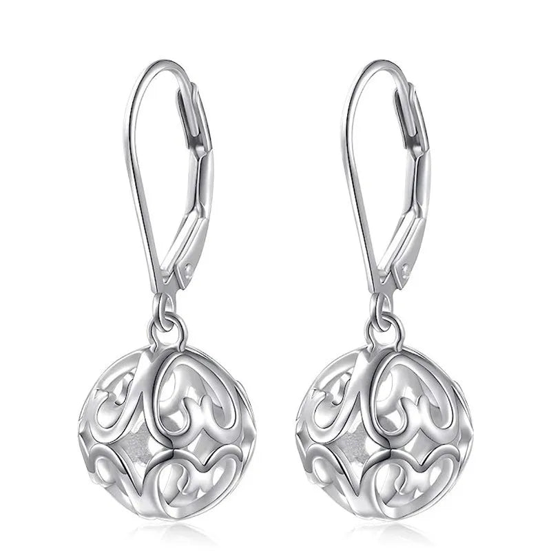 Classic White Gold Ball Drop Earrings For Women Alloy Fashion Jewelry Gift