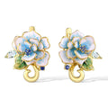 Golden Flower Stud Earrings For Women 18K Gold Plated Pearl Inlay Everyday Wear Fine Jewelry