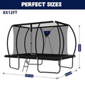 Zoshine 8x12FT Backyard Rectangle Jumping Trampoline Outdoor Garden Trampoline with Full Safety Enclosure