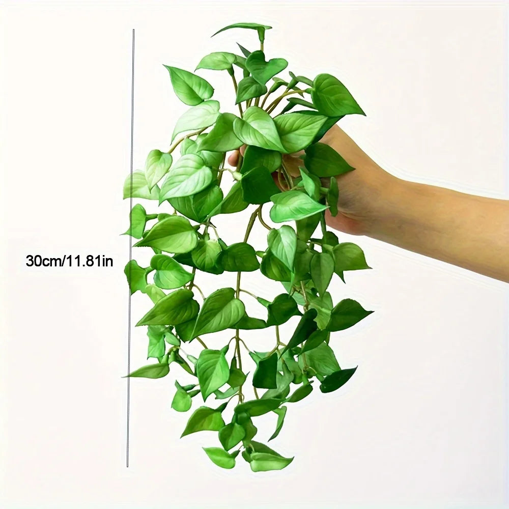 2pcs Faux Monstera & Copper Coin Grass Hanging Plants - Artificial Greenery for Indoor/Outdoor Decor, Perfect for Weddings,