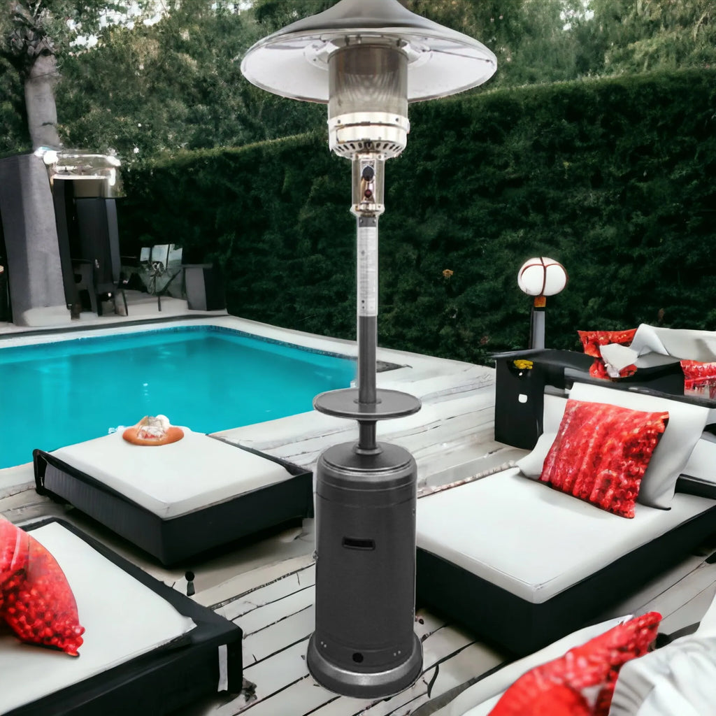 HMS 48000 BTU Silver Steel Propane Patio Heater Outdoor Gas Heater for Winter for Restaurants and Patios