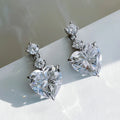 E3675 Yellow Gold Plated 925 Silver Heart Drop Earrings With Claw Setting For Women Wedding Romantic Crystal Jewelry