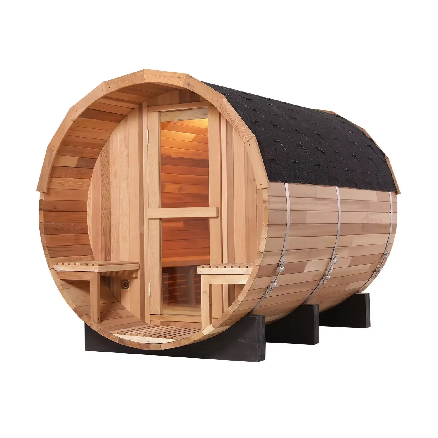 Fast Delivery USA Stock 4-6 People Outdoor Barrel Sauna Sweat Off Stress Traditional Steam Sauna Spa