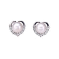 Elegant Heart Shape Akoya Pearl Stud Earrings 925 Silver AAA Cultured White Pearl Wedding Jewelry For Women Classic Style