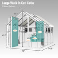 Large Multi-Tier Solid Outdoor Catio Cat Enclosure Walk-in Weatherproof Insulated Cat House PVC Roof Bridges Lounges for