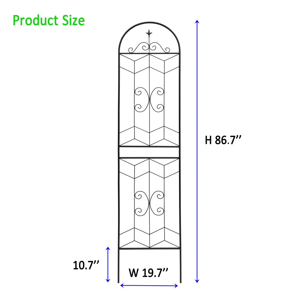 2 Pack Metal Garden Trellis 86.7" x 19.7" Rustproof Trellis for Climbing Plants Outdoor Flower Support Black