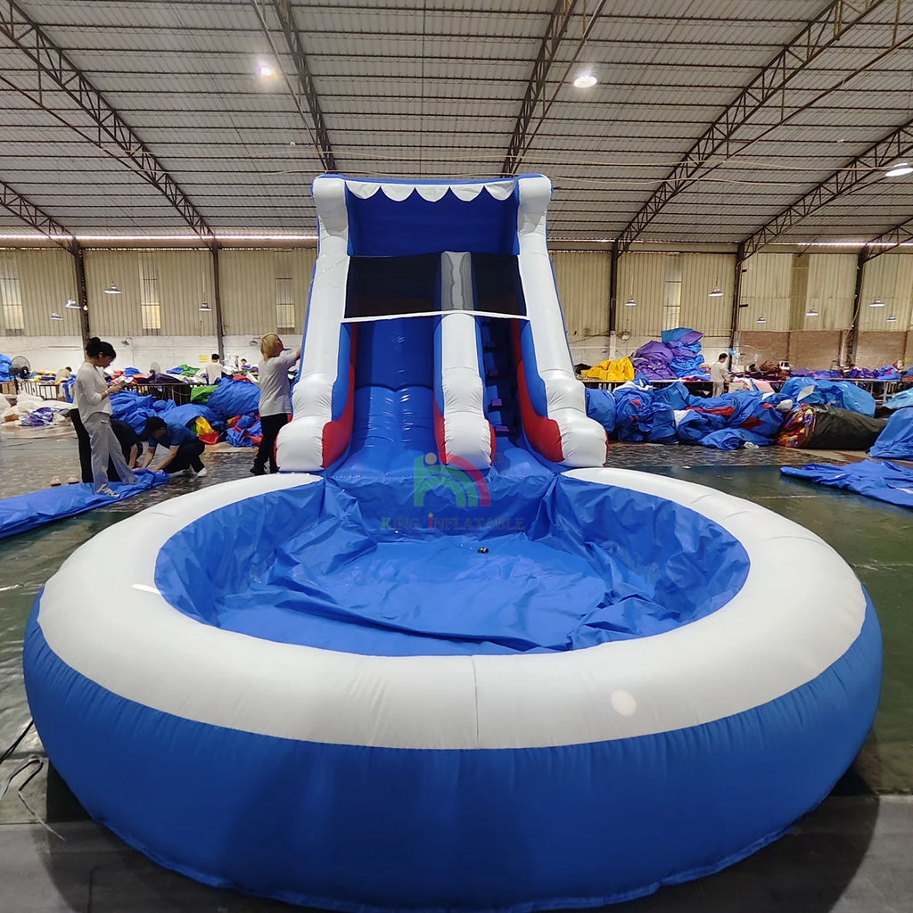 Factory Direct Commercial Grade PVC Backyard Outdoor Kids Adults Inflatable Water Slide with Splash Pool and Blower