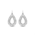 E793 Teardrop White Gold Diamond Drop Earrings Baguette Cut Channel Setting Luxury Women's Wedding Fine Jewelry