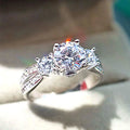 Q426 White Gold Diamond Ring Round Brilliant Cut Natural G Color Engagement Women's Jewelry