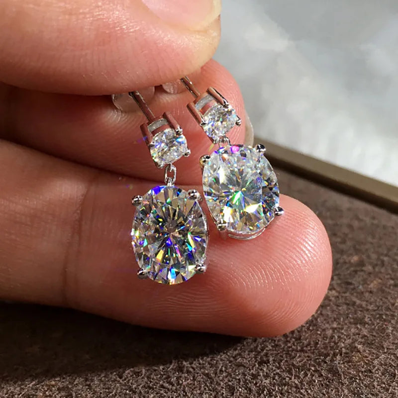 White Gold 18K Solid Gold Lab Grown Diamond Earrings Oval Cut D Color for Certified Classic Wedding Jewelry Women's