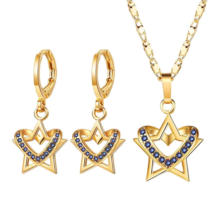 A Set of Four Earrings and Necklace Set Classic 18K Gold Coated Jewelry Sets Fashion Heart Design for Women Daily Jewelry