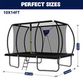 Zoshine Big Outdoor Rectangular Trampoline 10x14FT Trampoline with Basketball Hoop & LED Light for Kids & Adults