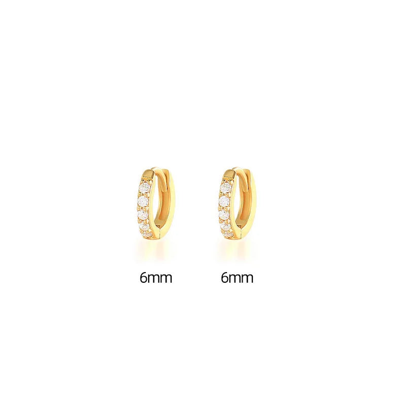 Rose Gold Plated Ear Cartilage Hoop Earrings With Cubic Zirconia Geometric Design For Daily Wear Unisex Fashion Jewelry
