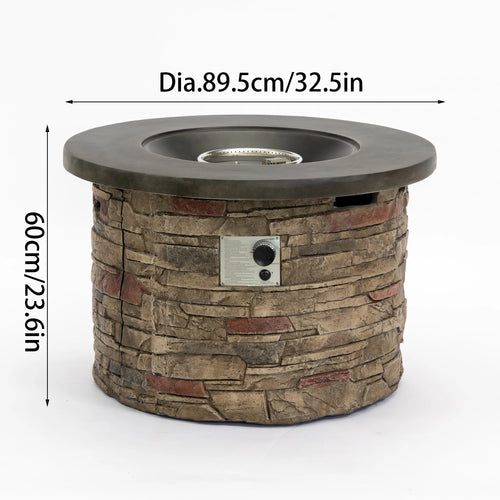 40000BTU Indoor/Outdoor Modern Small MGO Fire Pit Table Round Propane Gas Fire Bowl with Glass for Patio and Garden Parties