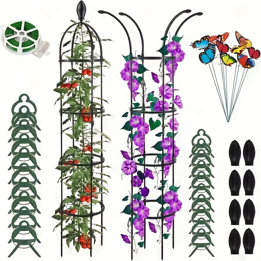 2Pack Obelisk Trellis for Climbing Plants Outdoor 6.6ft, Garden Tower Trellis for Potted Plants Indoor with Twist Tie