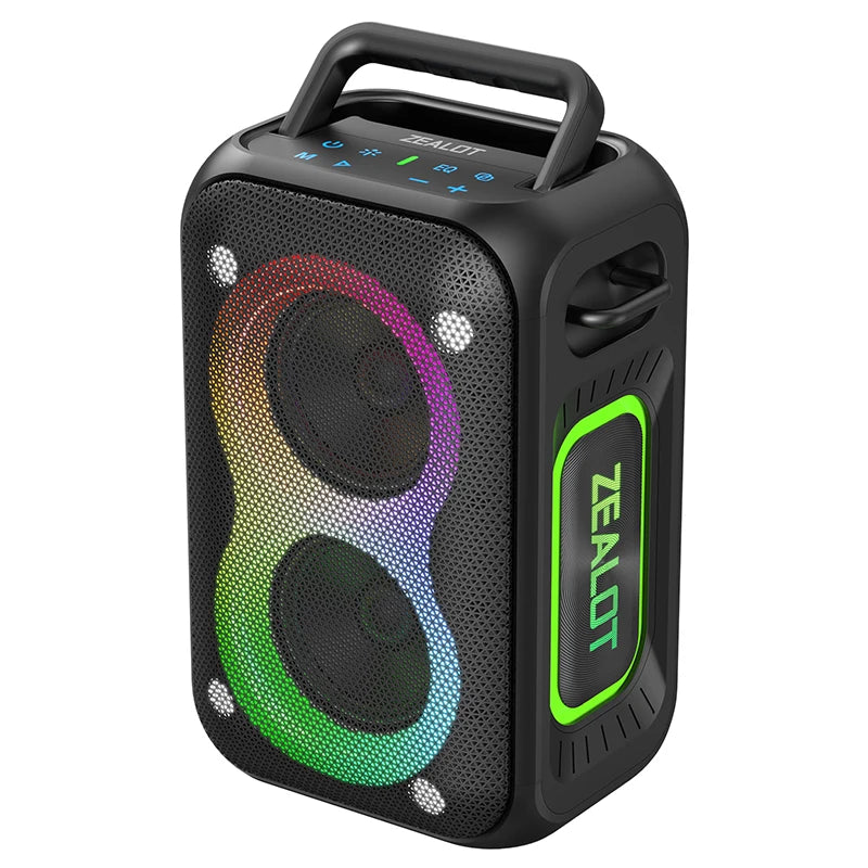ZEALOT PT02 60W Powerful Blue Tooth Speaker with LED Lights, Deep Bass, IPX6 Waterproof, Outdoor Party Speaker