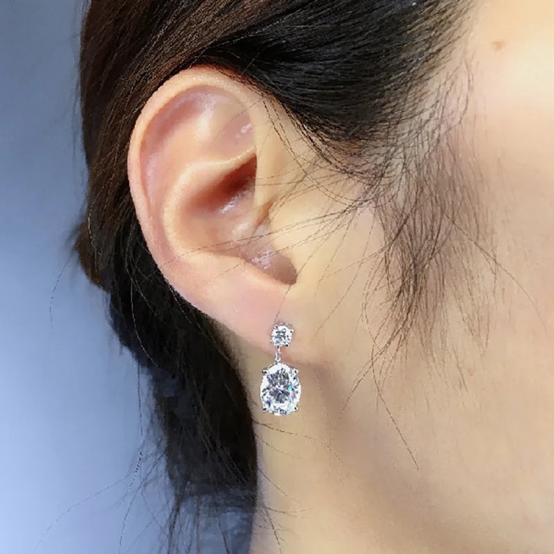 White Gold 18K Solid Gold Lab Grown Diamond Earrings Oval Cut D Color for Certified Classic Wedding Jewelry Women's
