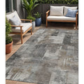 HMS 5' X 8' Abstract Washable Indoor Outdoor Area Rug in Pewter Khaki and Charcoal
