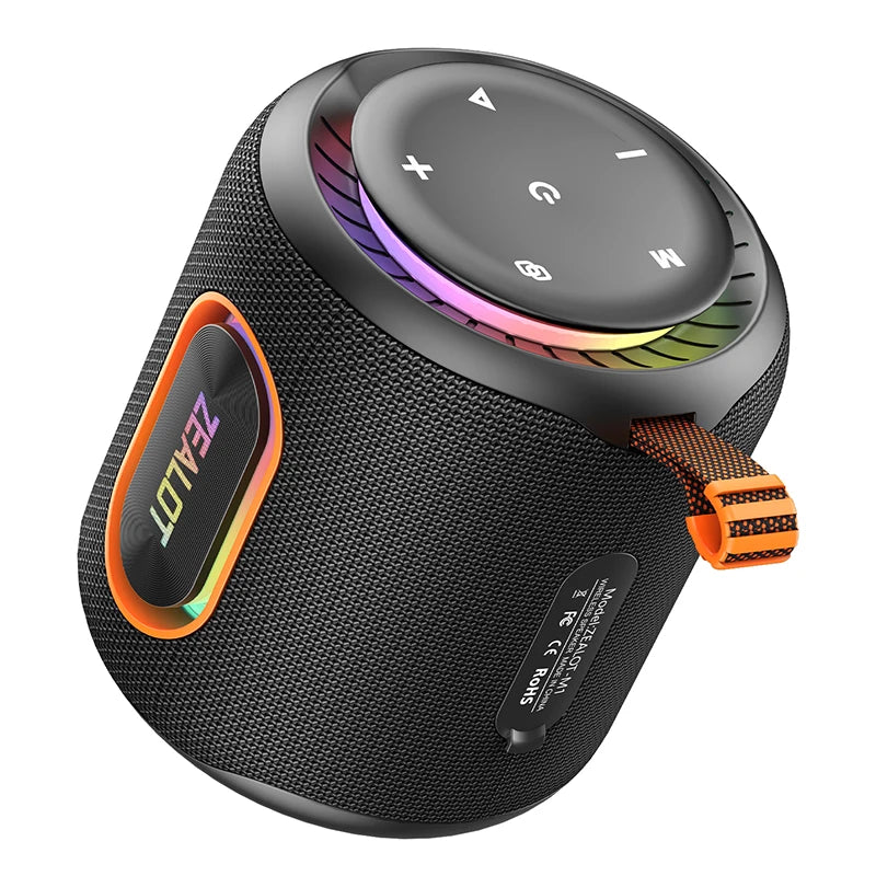 New 30W Powerful Wireless Speaker ZEALOT M1 with Colorful LED Light IPX6 Waterproof Big Battery for Outdoor Garden