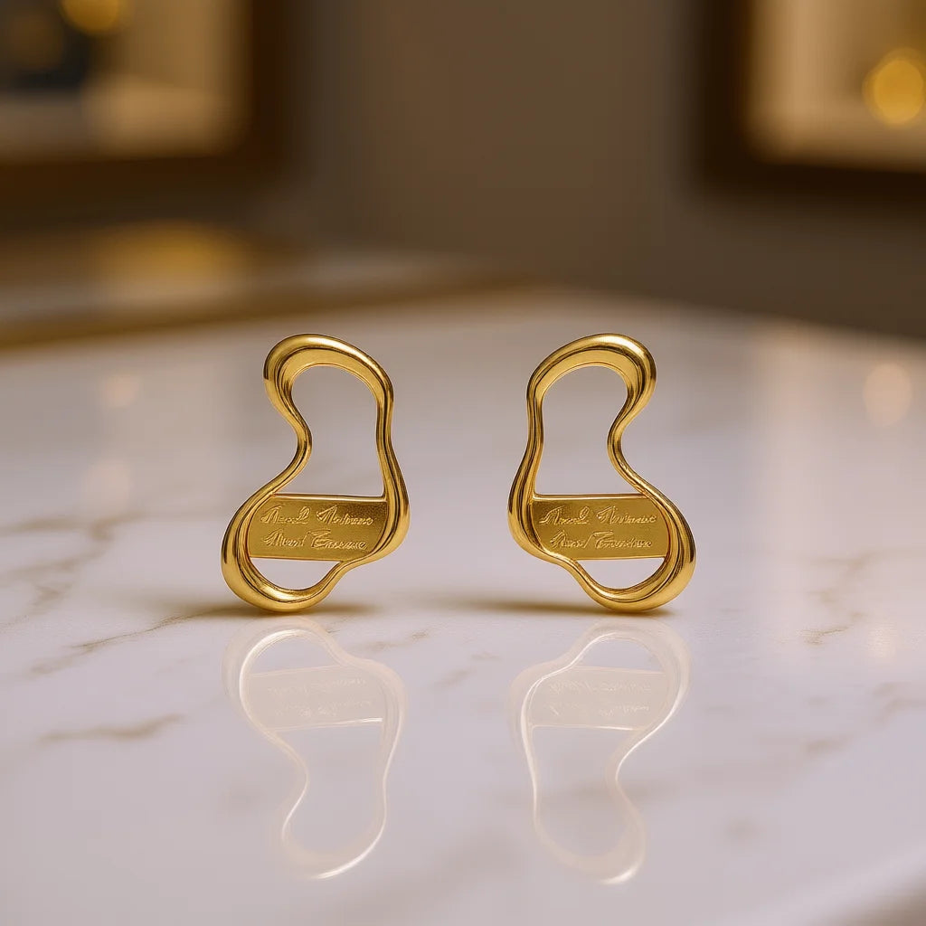 Mona Gennaro Gold Plated Stud Earrings Minimalist Design Unisex Everyday Wear Yellow Gold Jewelry