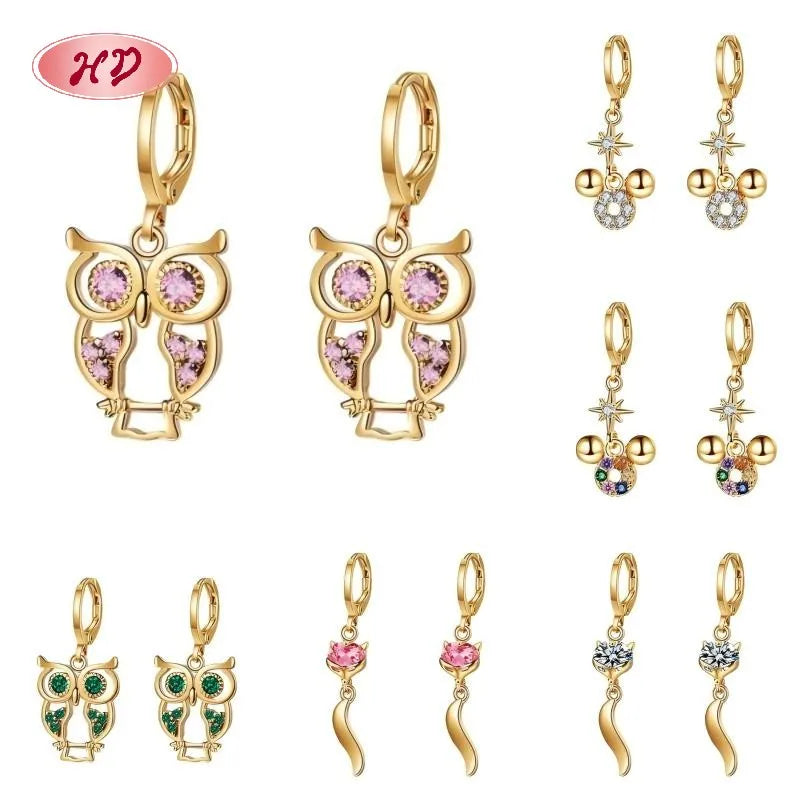Hengdian 18K Gold-Plated a Set of Six Earrings Geometry Huggie Earrings Set Trendy Zircon Women's Jewelry Brass Anniversary 1MOQ