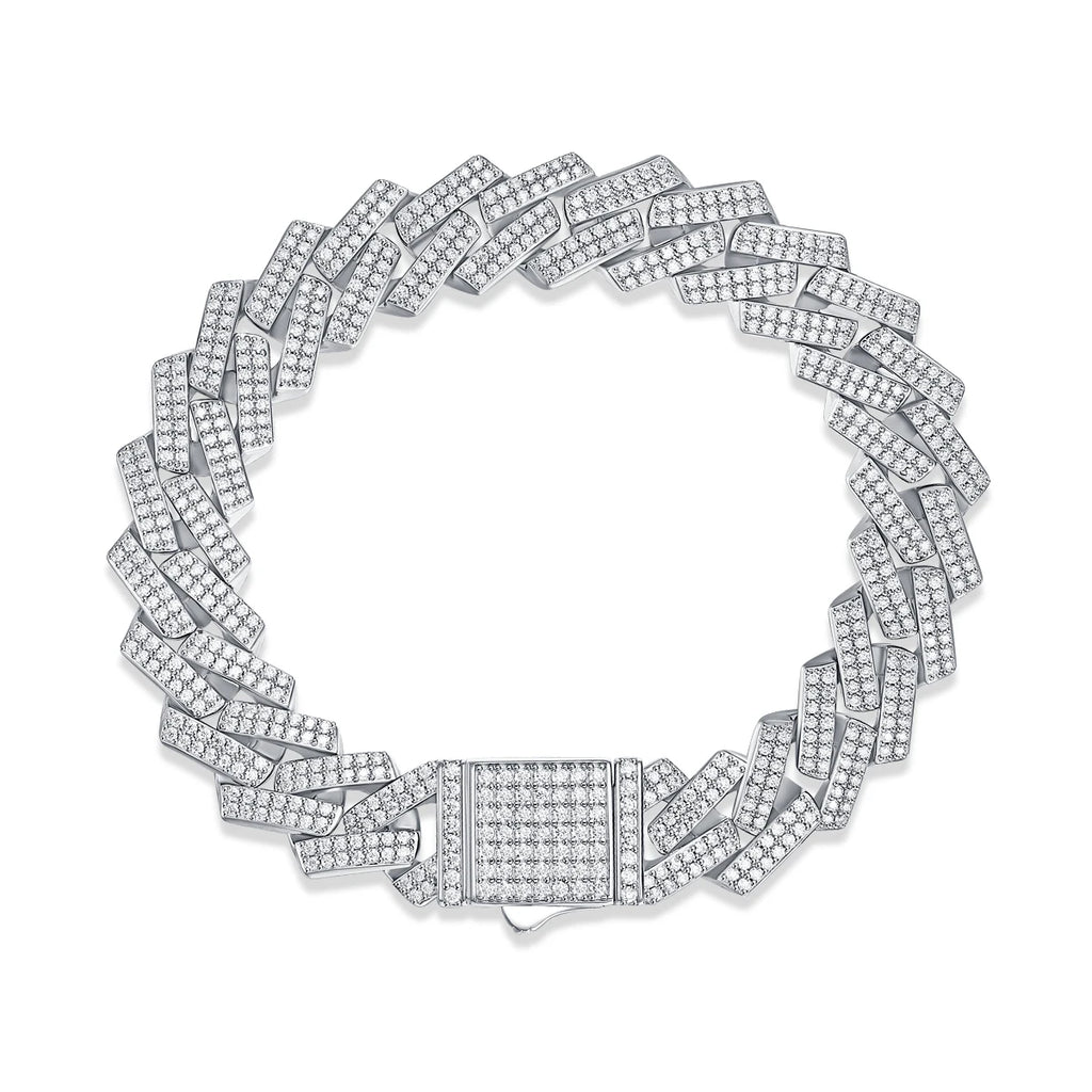 14mm Moissanite Cuban Link Bracelet S925 Silver D Color VVS 18K Gold Plated Iced Out Hip Hop Jewelry for Men Trendy Bracelet