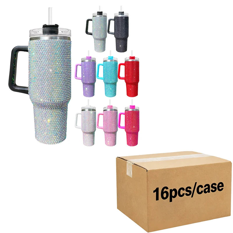 Us Warehouse 40 OZ Sparkle Rhinestone Shatterproof Travel Mug 40OZ insulated Tumbler for Home Office Outdoor Daily Use