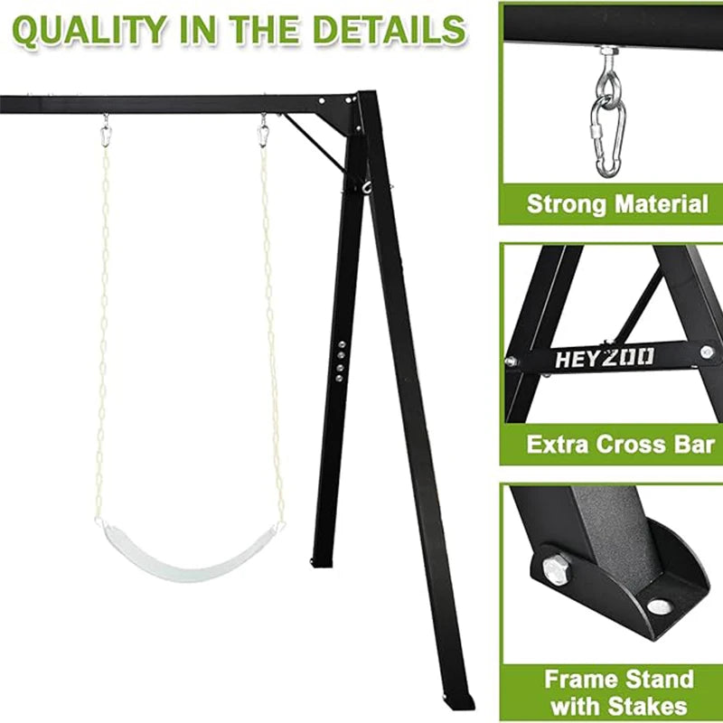 Zoshine Heavy-Duty Outdoor Swing Frame with High Load-bearing Capacity Anti-Rust Swing Set in Stock