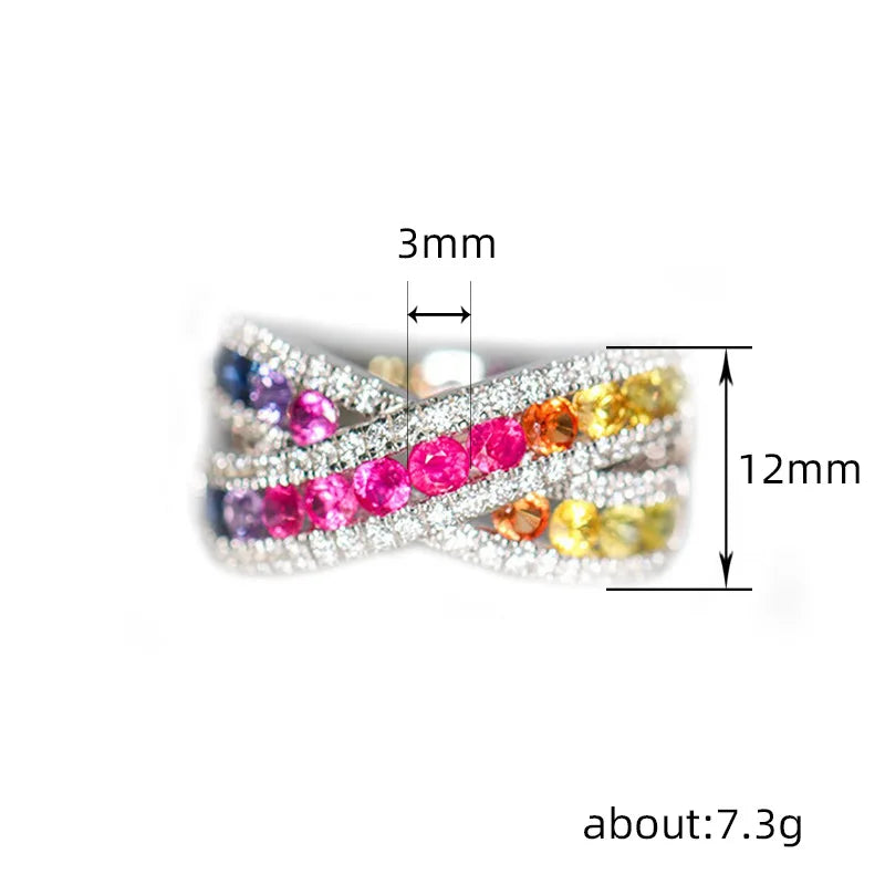 Colorful Crisscross Geometric Ring For Women Round Design Elegant Fashion Daily Jewelry