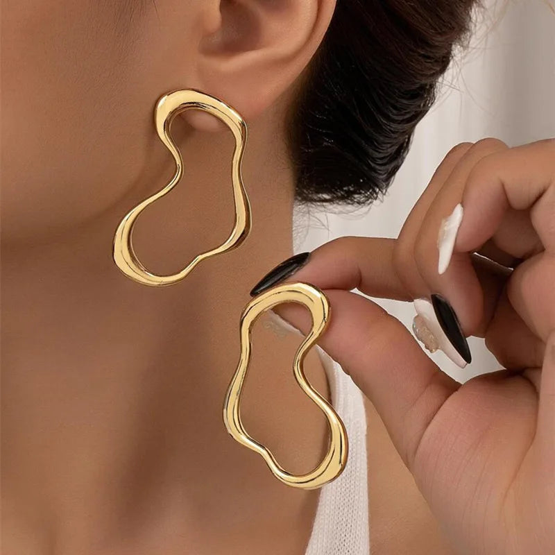 Mona Gennaro Gold Plated Stud Earrings Minimalist Design Unisex Everyday Wear Yellow Gold Jewelry