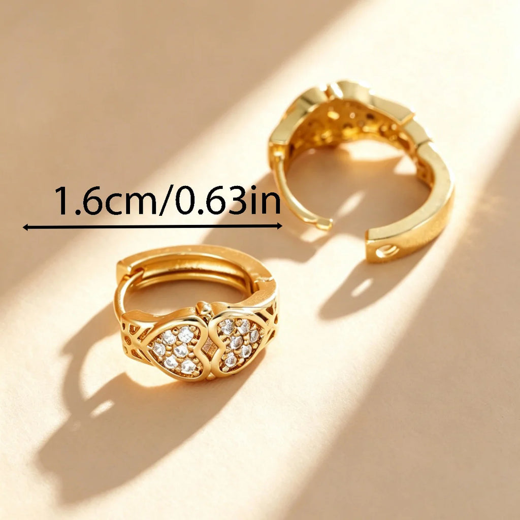 Fashion Trendy Copper Golden Heart Clip-on Earrings High Gloss Daily All-match Jewelry
