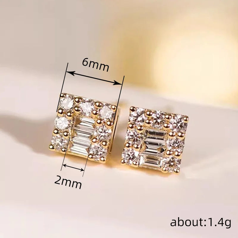 White Gold Diamond Earrings Baguette Cut G Color Natural Diamonds Classic Style Women's Wedding Jewelry