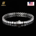 NUOYA USA Warehouse 3mm/4mm Iced Out Diamond Tennis Chain Bracelet Round CZ Stones Hip Hop Jewelry Gift for Men Women