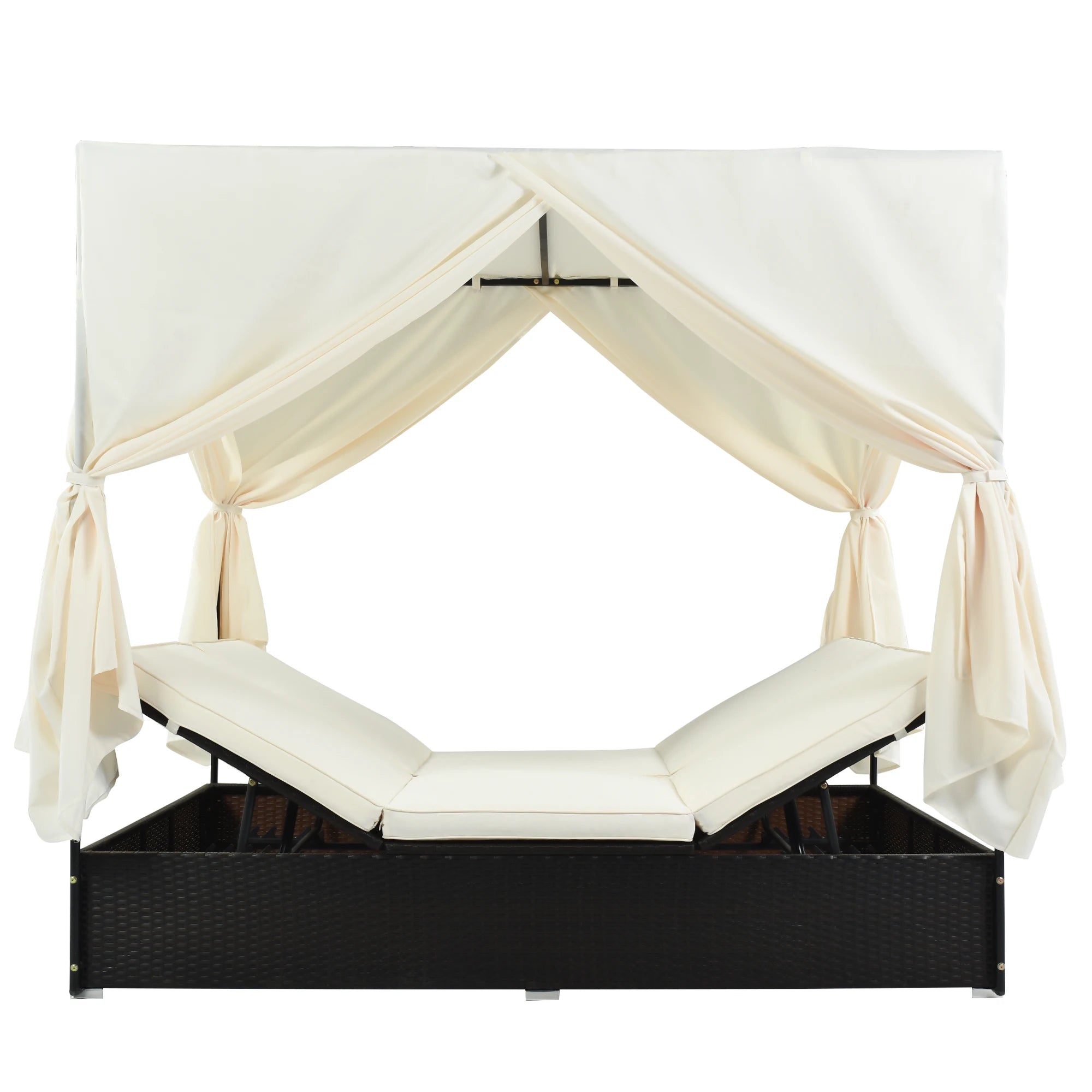 Modern Rattan Durable Luxury Outdoor Patio Sunbed Daybed with Cushions Adjustable Seats