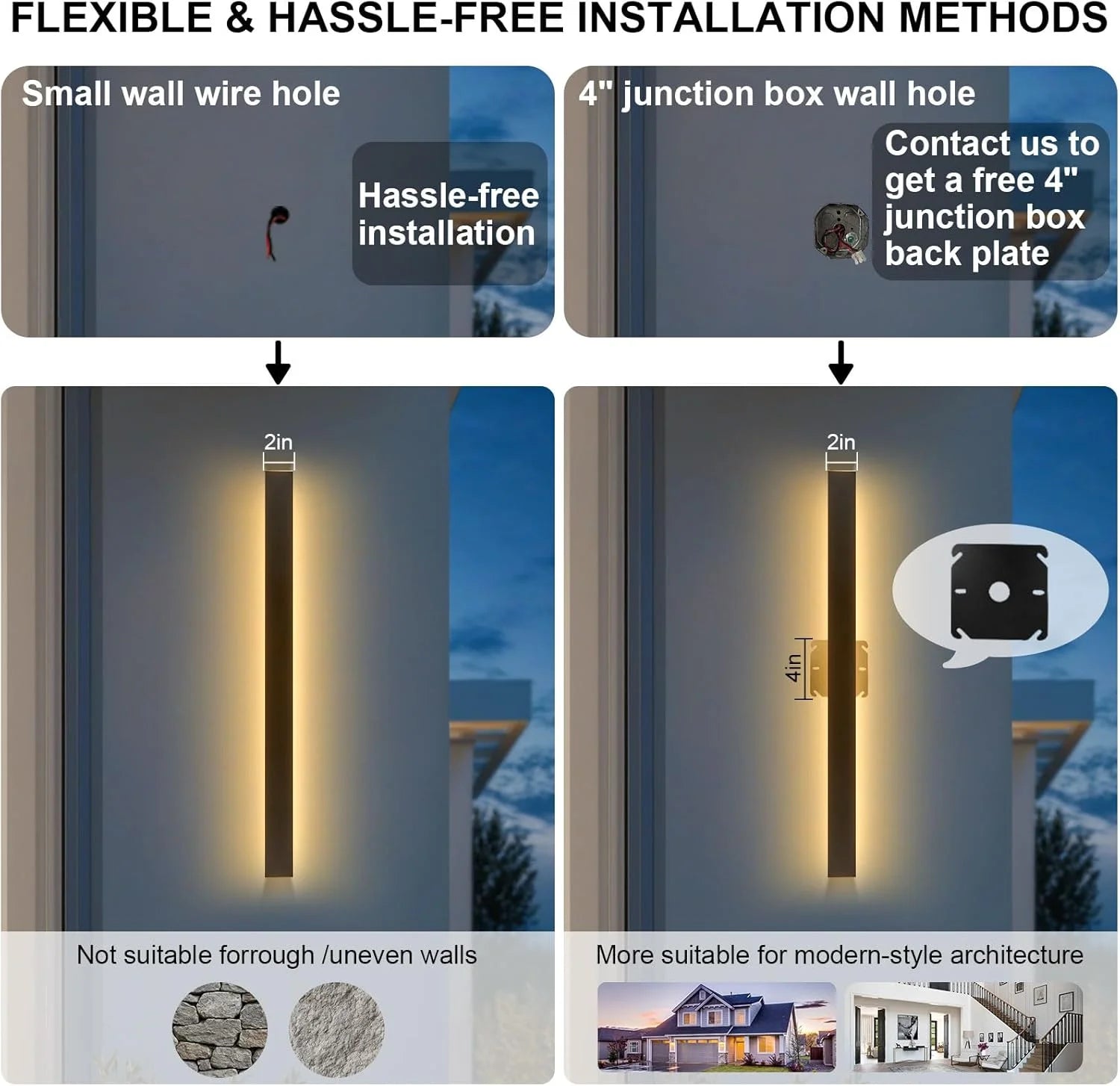 Dimmable Long Outdoor Light IP65 Waterproof Outdoor Sconces Wall Lighting Modern LED Exterior Wall Sconces for Porch House