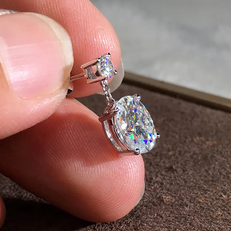 White Gold 18K Solid Gold Lab Grown Diamond Earrings Oval Cut D Color for Certified Classic Wedding Jewelry Women's
